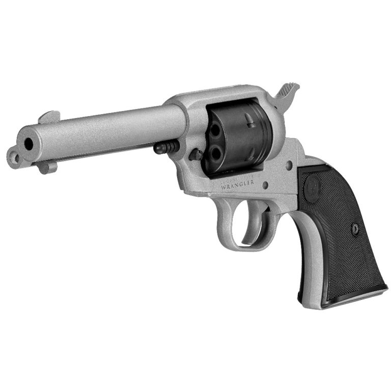 New Ruger Wrangler Revolver, S/A, 22 LR, 4.6″ Barrel, Aluminum Alloy Frame, Silver Cerakote