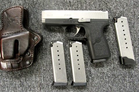 Preowned, Excellent Condition, Kahr CW9, 9mm, 3.6″ Barrel, 7 & 9 Rounds, 4 Magazines, Leather Holster: Only $289!