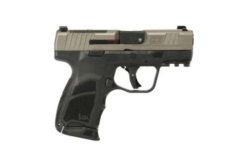New H&K CC9 Sub-Compact Pistol, 9mm, 3.3″ Barrel, 10 & 12 Rounds, 2 Magazines, Night Sights, Optics Ready, Interchangeable Backstraps, Tungsten over Black: Only $597!