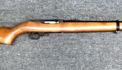 Preowned, Excellent Condition, Ruger 10/22 Carbine Semi-Automatic Rifle, .22 LR, 18″ Barrel, 10 Rounds, 1 Magazine, Adjustable Rear Flip-Up Sight, Hardwood Stock: Only $297!