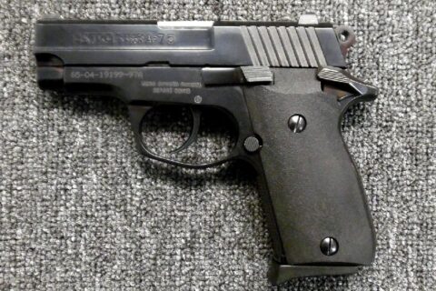 Preowned, Excellent Condition, Astra A-75 Compact Steel-Frame Pistol, 9mm, 3.5″ Barrel, 8 Rounds, 1 Magazine, SA/DA, Decocker, White-Dot Sights: Only $297!