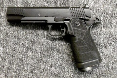 Preowned Kimber 1911DS-W Warrior Metal-Frame Full-Size Pistol, 9mm, 5.0″ Barrel, 17 Round Double-Stack, 2 Magazines, Optics Ready, Tritium Front Sight, Range Bag: Only $629!